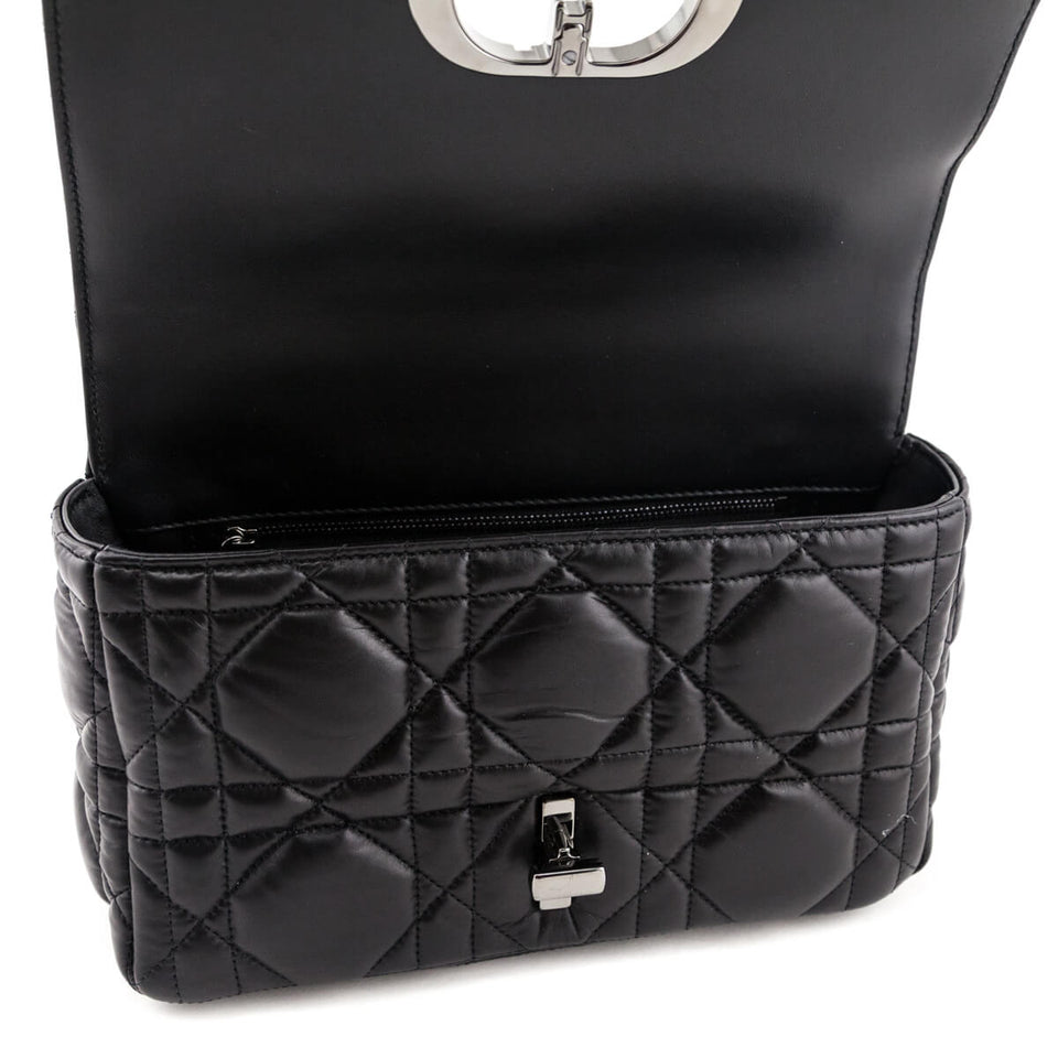 Dior Black Lambskin Quilted Macrocannage Medium Caro Bag