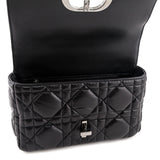Dior Black Lambskin Quilted Macrocannage Medium Caro Bag