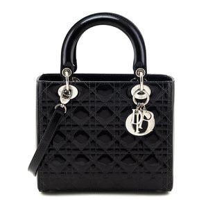 Dior Black Patent Cannage Medium Lady Dior