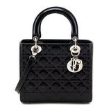Dior Black Patent Cannage Medium Lady Dior