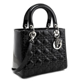 Dior Black Patent Cannage Medium Lady Dior