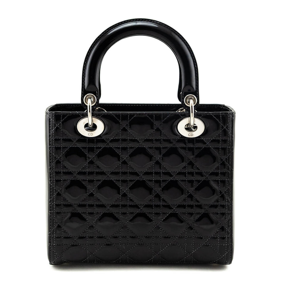 Dior Black Patent Cannage Medium Lady Dior