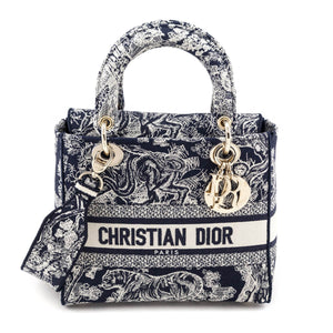 Dior Blue Toile de Jouy Reverse Embroidery Medium Lady D-Lite Bag