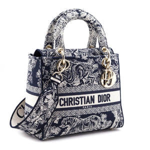 Dior Blue Toile de Jouy Reverse Embroidery Medium Lady D-Lite Bag