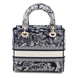 Dior Blue Toile de Jouy Reverse Embroidery Medium Lady D-Lite Bag