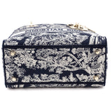Dior Blue Toile de Jouy Reverse Embroidery Medium Lady D-Lite Bag