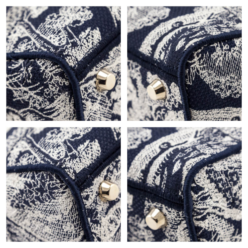 Dior Blue Toile de Jouy Reverse Embroidery Medium Lady D-Lite Bag