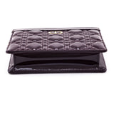 Dior Burgundy Patent Quilted Cannage Caro Zipped Pouch With Chain
