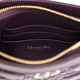 Dior Burgundy Patent Quilted Cannage Caro Zipped Pouch With Chain