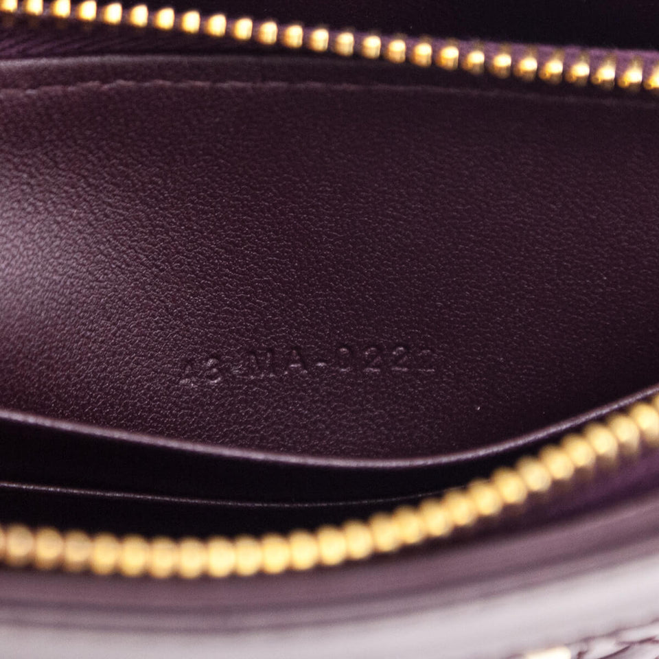 Dior Burgundy Patent Quilted Cannage Caro Zipped Pouch With Chain