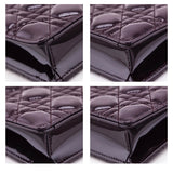 Dior Burgundy Patent Quilted Cannage Caro Zipped Pouch With Chain