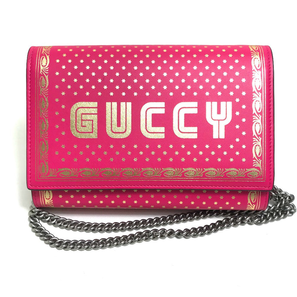 Gucci Long Wallet Purse 524967 leather Pink / Gold GUCCY logo Women