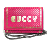 Gucci Long Wallet Purse 524967 leather Pink / Gold GUCCY logo Women