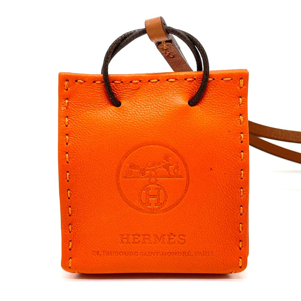 Hermes charm Anjou Miro, Swift, Silver Orange Shopper charm Sac Orange Women