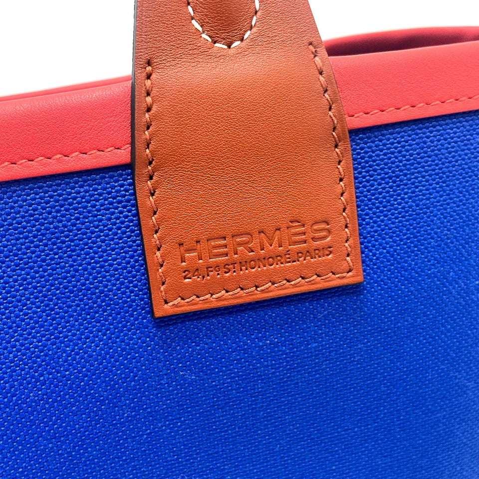 Hermes Handbag Toile H, Vaux Swift blue Steeple 25 Women