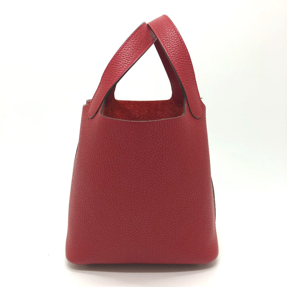 Hermes Handbag Taurillon Clemence Red Picotan Lock PM 18 Women