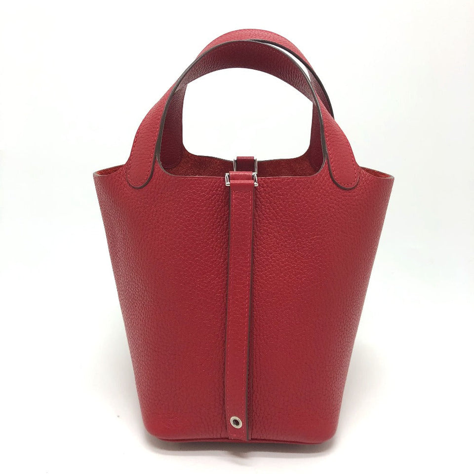 Hermes Handbag Taurillon Clemence Red Picotan Lock PM 18 Women