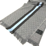 Gucci Scarf 542984 Wool, Silk Gray x blue x black GG mens