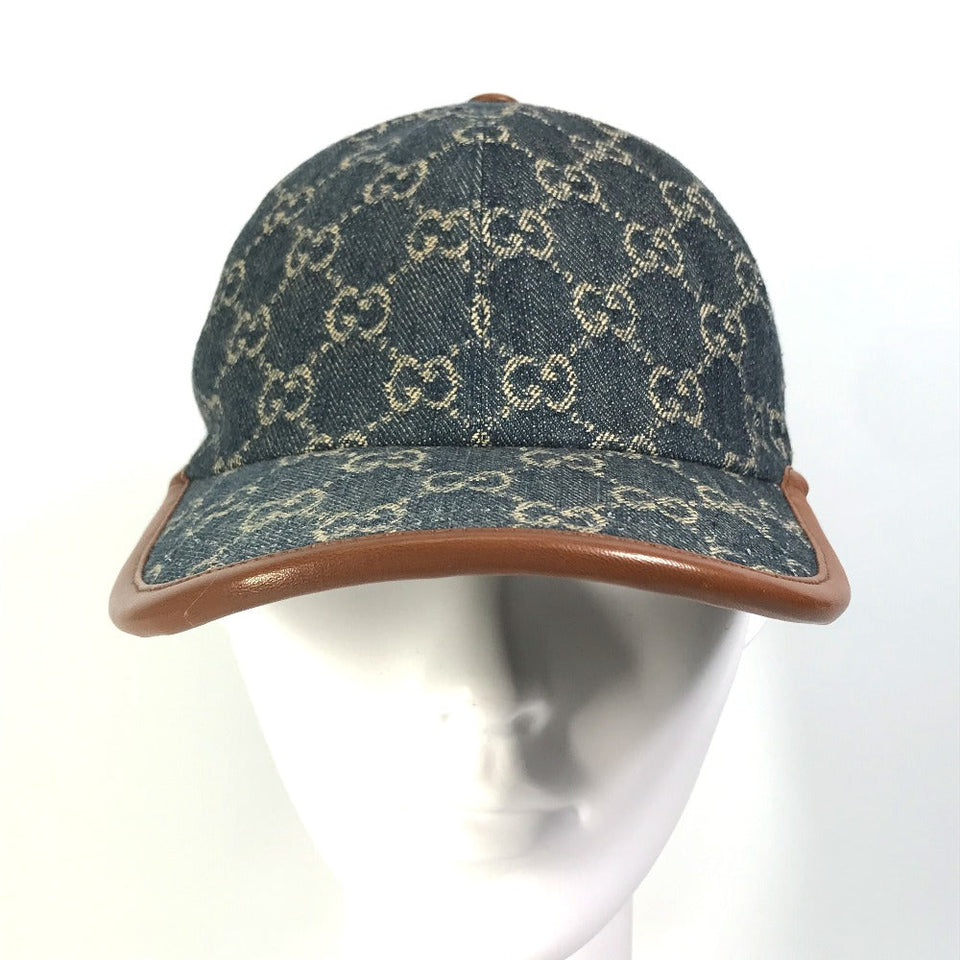 Gucci cap 656206 GG canvas Navy denim GG logo M 58cm