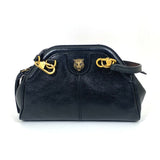 Gucci Shoulder Bag 524620 leather black GG Marmont Liber Tiger Cat Head Women