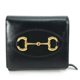 Gucci Folded wallet 621891 leather black Horsebit Women