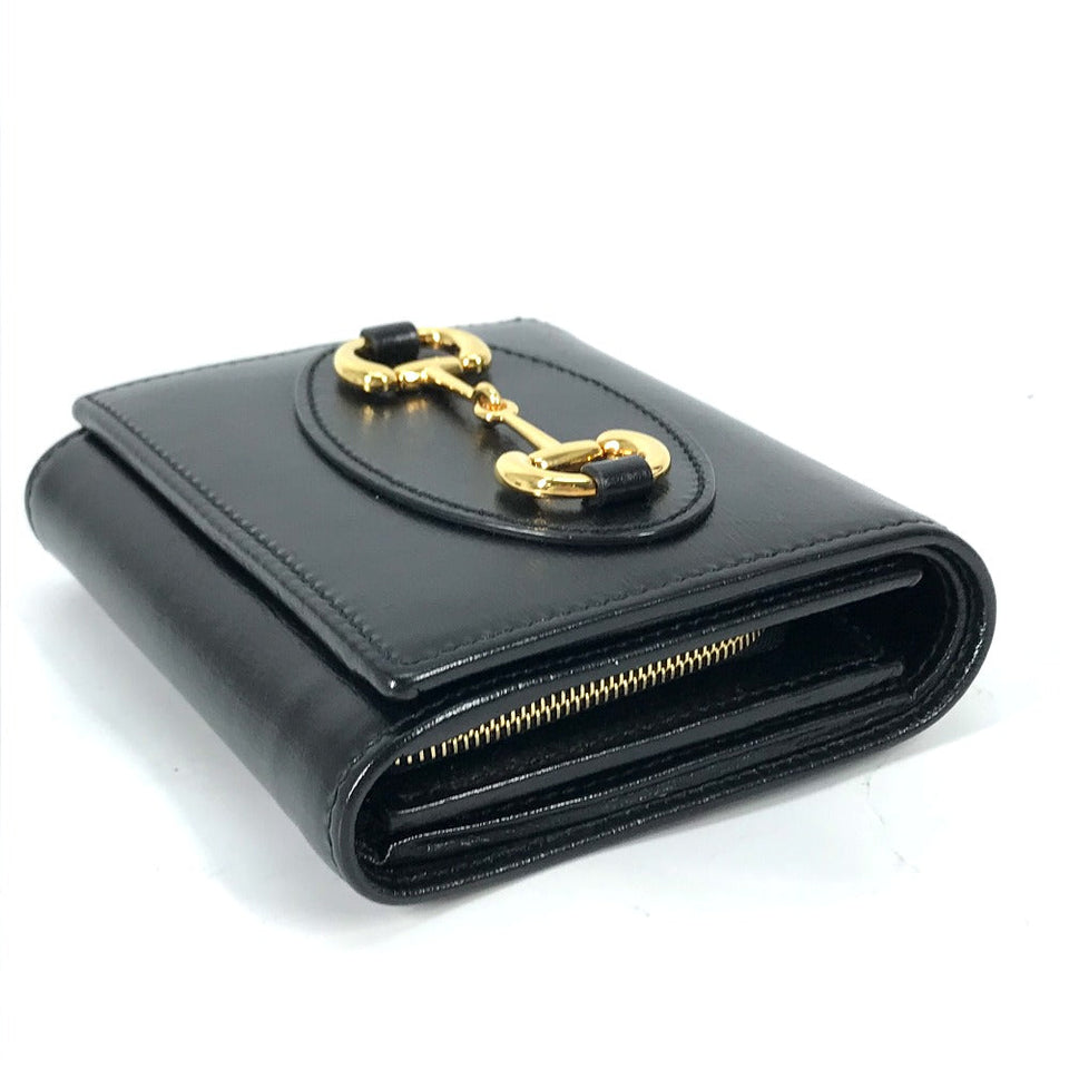 Gucci Folded wallet 621891 leather black Horsebit Women