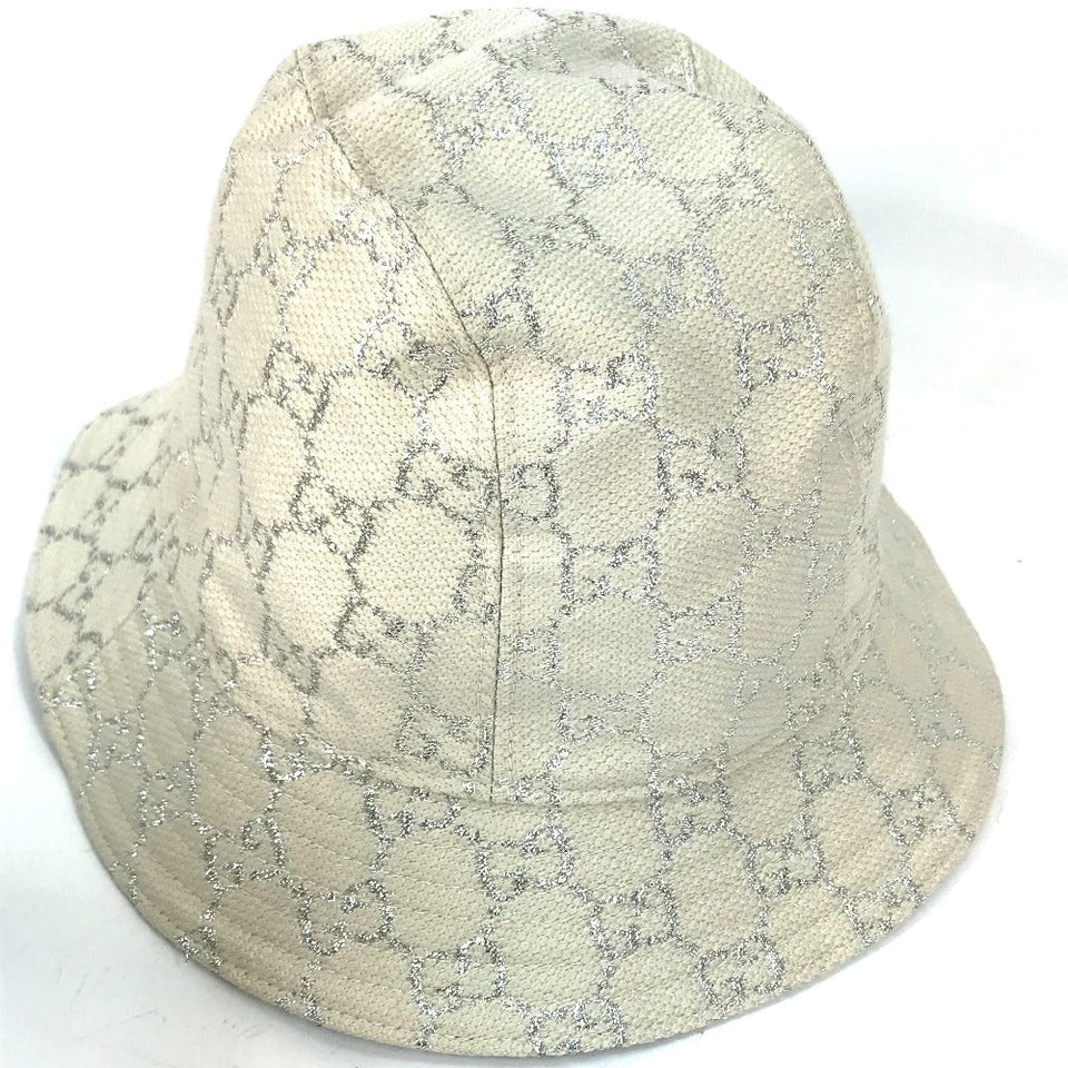 Gucci hat 631951 cotton White type GG lame Bucket hat Women L/58