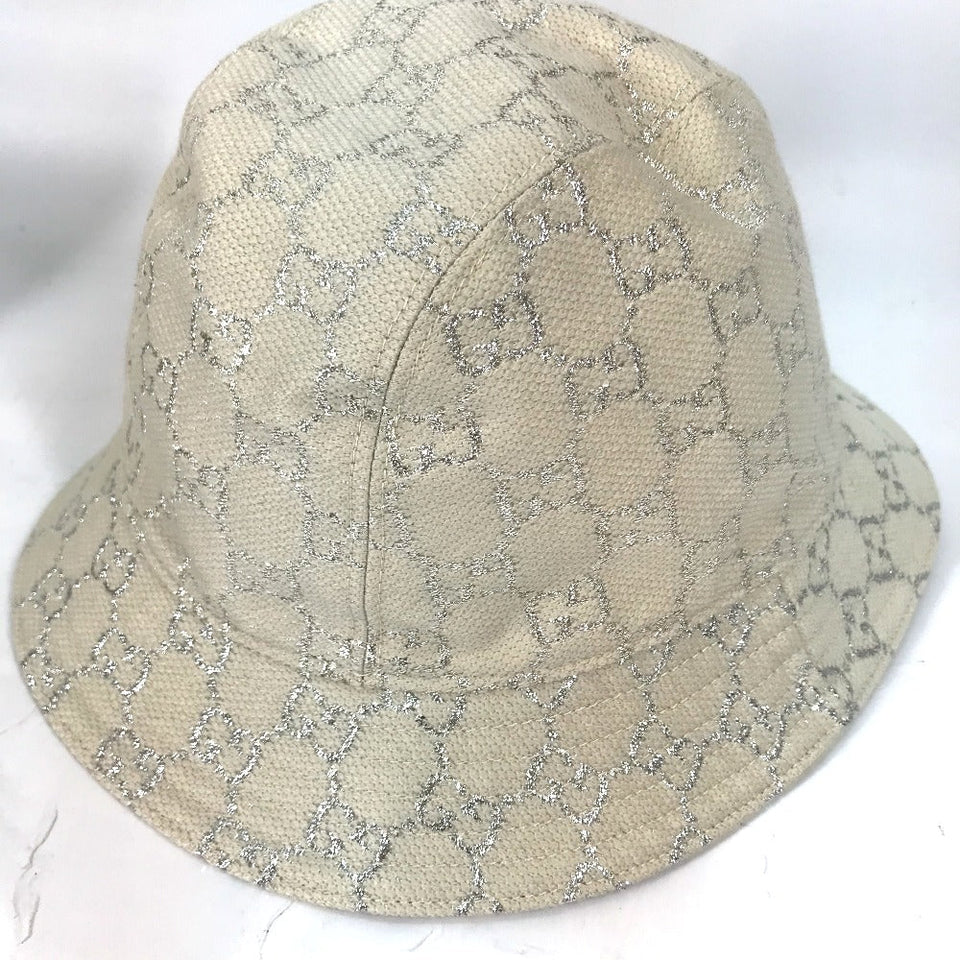 Gucci hat 631951 cotton White type GG lame Bucket hat Women L/58