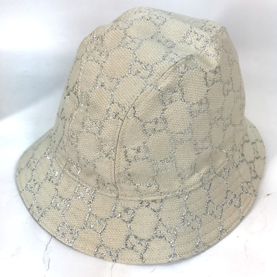 Gucci hat 631951 cotton White type GG lame Bucket hat Women L/58