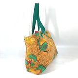 Hermes Tote Bag canvas Orange large Bird motif bird pattern