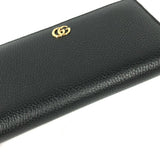Gucci Long Wallet Purse 739499 leather Navy GG Marmont Bamboo Zip Around Women