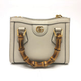 Gucci Shoulder Bag 655661 leather white GG Marmont Diana Bamboo Women