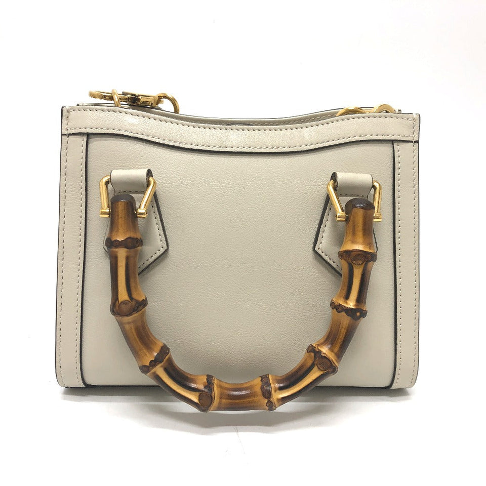 Gucci Shoulder Bag 655661 leather white GG Marmont Diana Bamboo Women