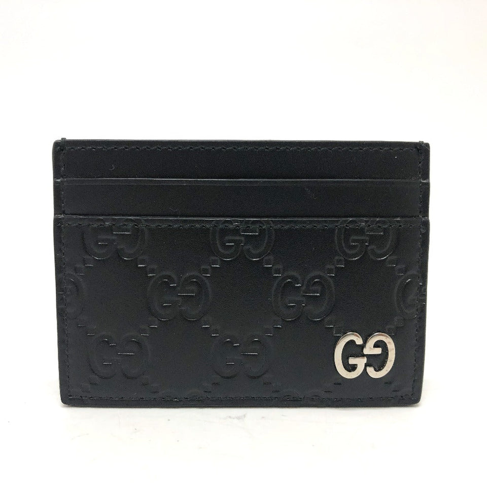 Gucci Card Case 473927 leather black Sima mens