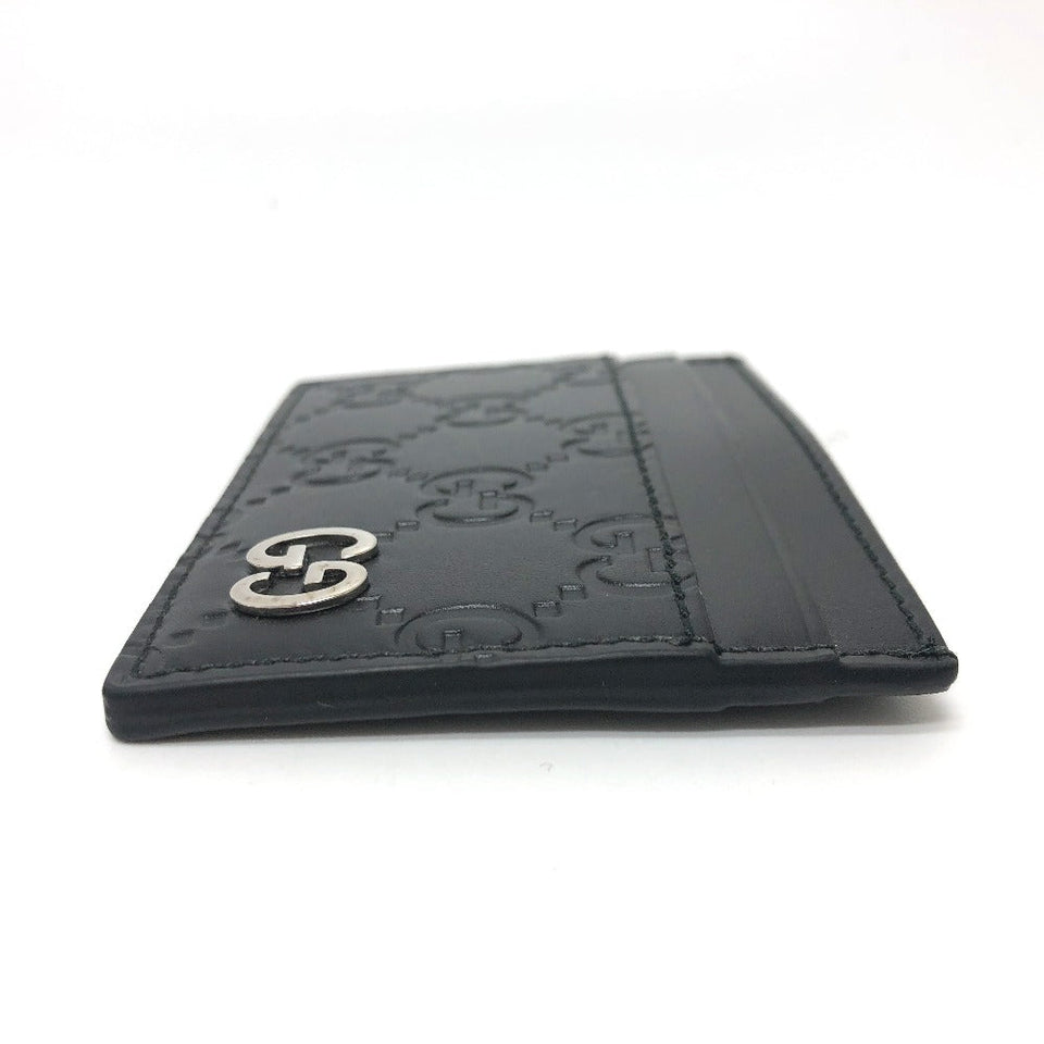 Gucci Card Case 473927 leather black Sima mens