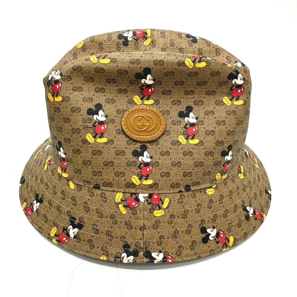 Gucci hat 602978 GG Supreme Canvas Brown Mini GG DISNEY Mickey Mouse unisex(Unisex) L