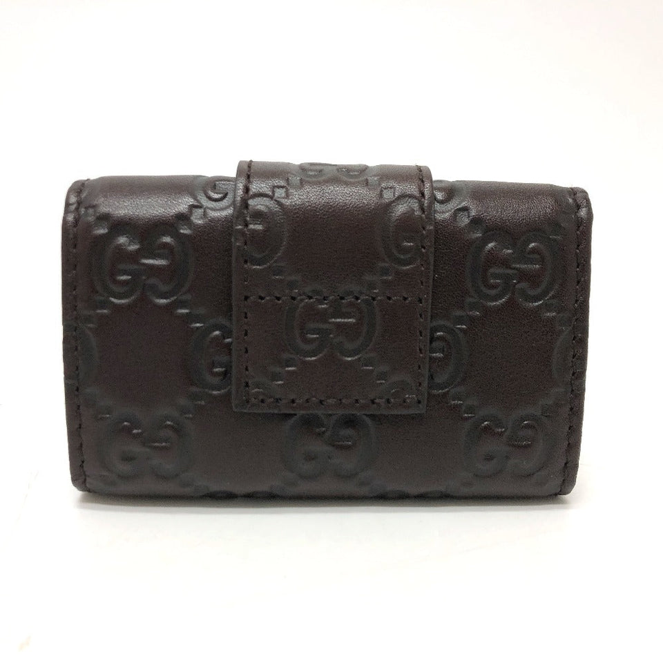 Gucci Key case Key holder  203551 leather Brown GG Heart plate Women