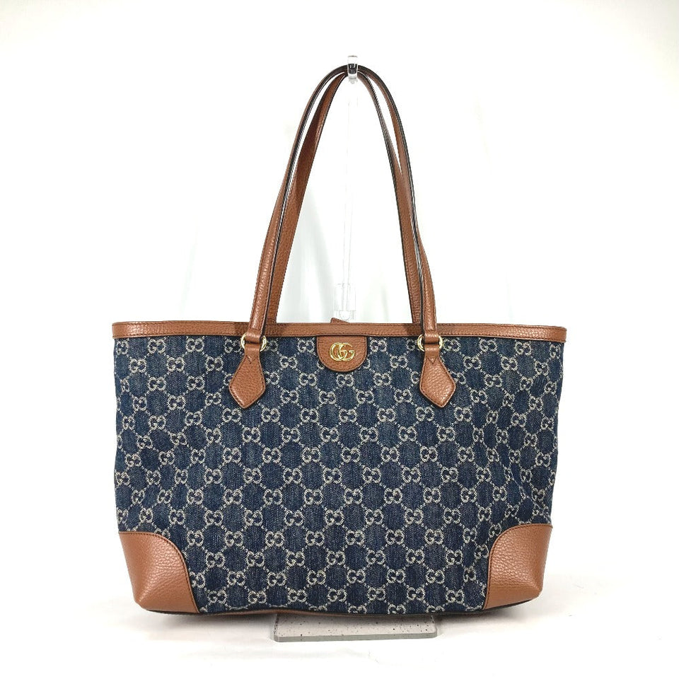 Gucci Tote Bag 631685 denim blue Ophidia GG denim Medium tote Women
