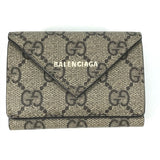 Gucci Trifold wallet 681704 GG Supreme Canvas beige BALENCIAGA Balenciaga collaboration Paper mini wallet unisex(Unisex)
