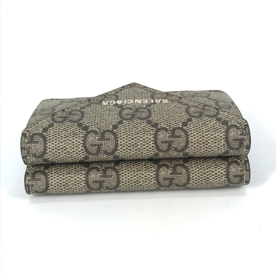 Gucci Trifold wallet 681704 GG Supreme Canvas beige BALENCIAGA Balenciaga collaboration Paper mini wallet unisex(Unisex)