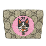Gucci Folded wallet 506277 GG Supreme Canvas Beige x pink GG Supreme BOSCO BOSCO applique dog Women