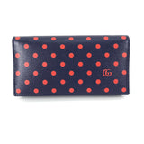 Gucci Long Wallet Purse 621892 leather Navy x red Horsebit 1955 Dot Polka Dot Chain wallet Women