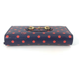Gucci Long Wallet Purse 621892 leather Navy x red Horsebit 1955 Dot Polka Dot Chain wallet Women