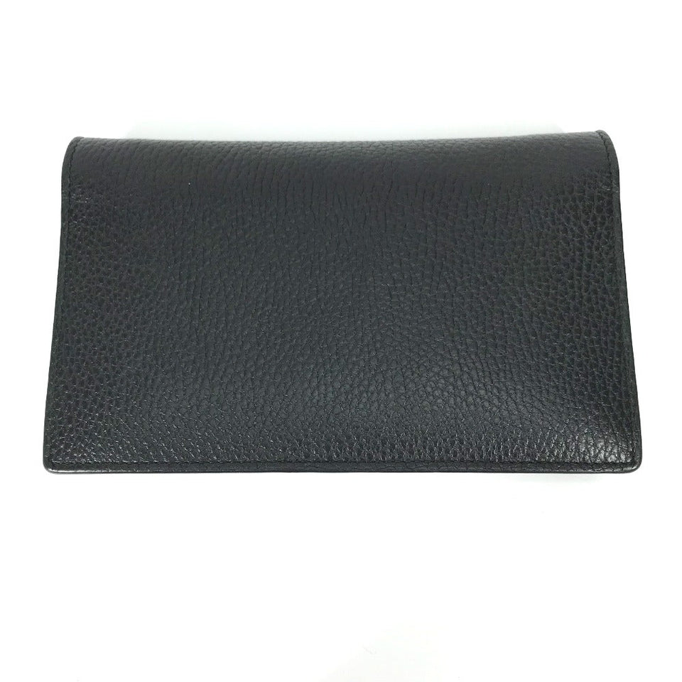 Gucci Shoulder Bag 510314 leather black Interlocking G Chain wallet Women