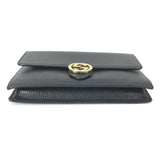 Gucci Shoulder Bag 510314 leather black Interlocking G Chain wallet Women