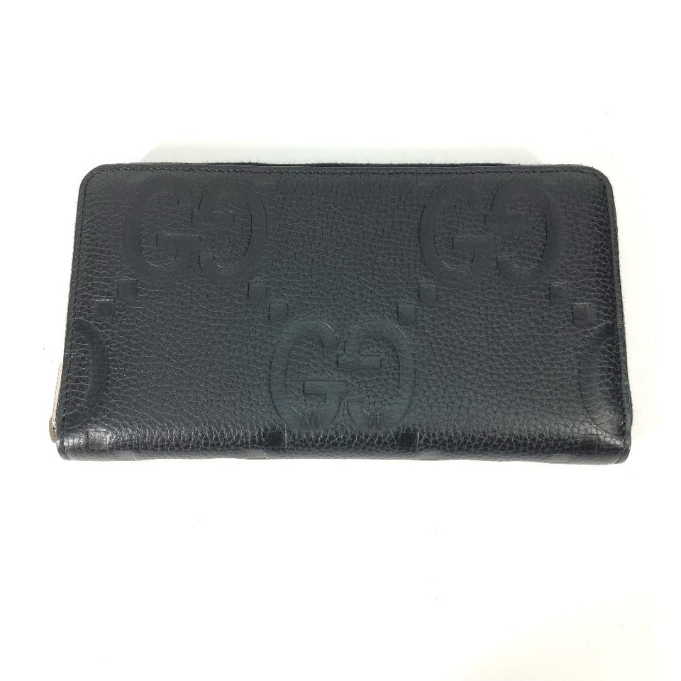 Gucci Long Wallet Purse 739482 leather black Jumbo GG Zip wallet mens