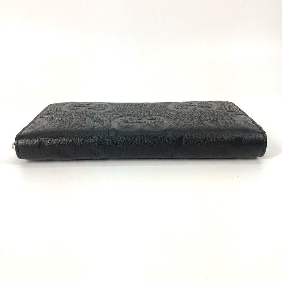 Gucci Long Wallet Purse 739482 leather black Jumbo GG Zip wallet mens