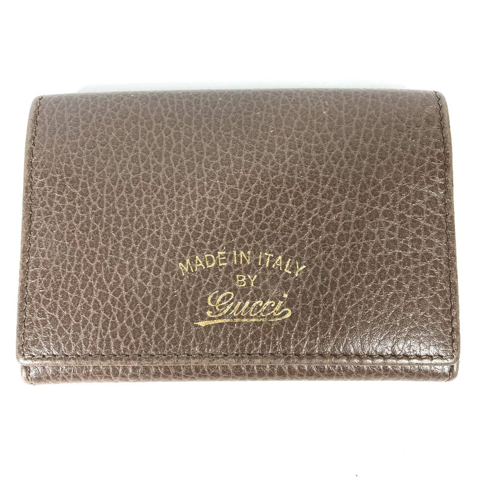 Gucci Card Case 381045 leather Brown typex pink Bifold Wallet Swing Women