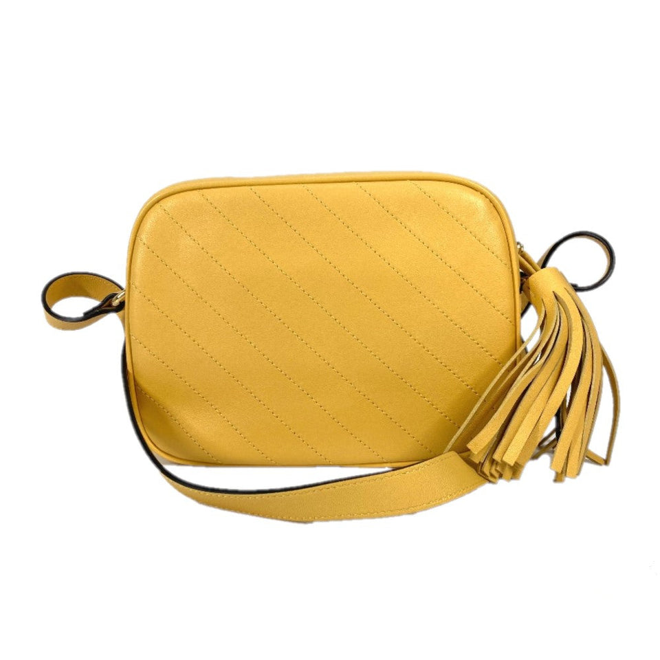 Gucci Shoulder Bag 742360 leather yellow Round interlocking G tassel Blondy Women