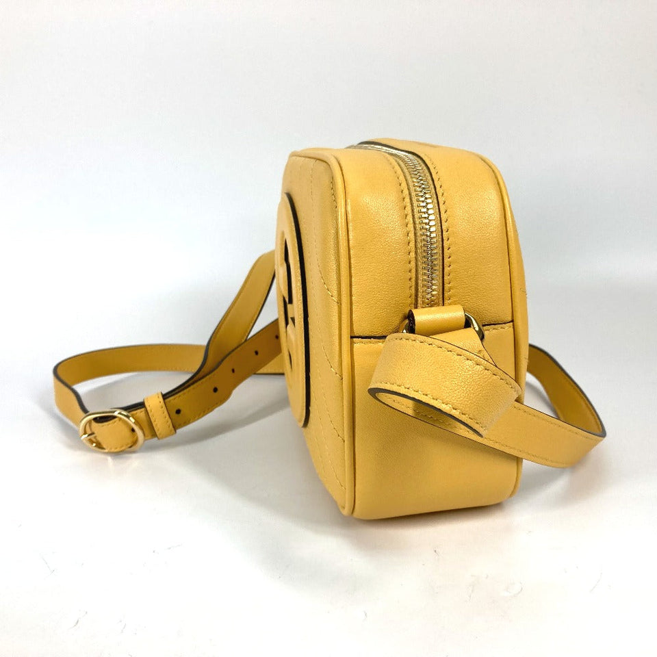 Gucci Shoulder Bag 742360 leather yellow Round interlocking G tassel Blondy Women